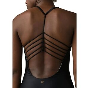 Prana Black Strappy Back One Piece Swimsuit